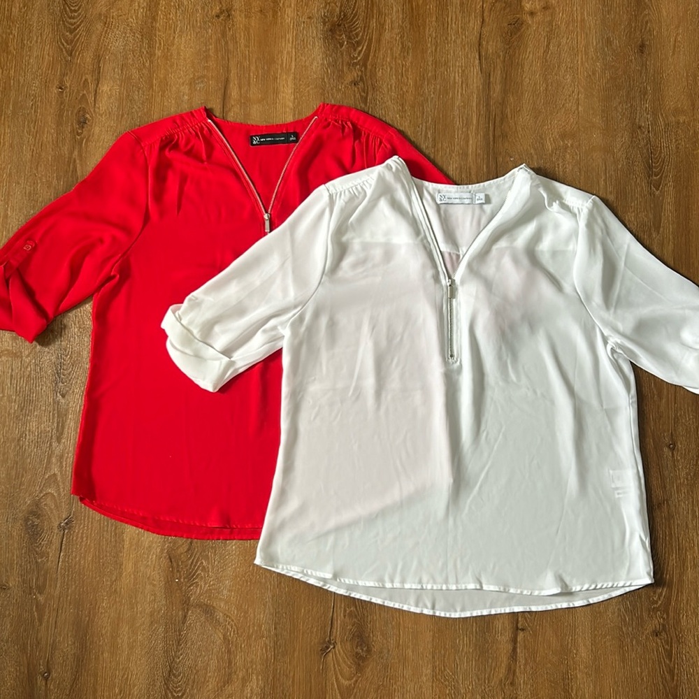 Women’s 3/4 Length Sheer Top 2-pack! Size L, NY&C